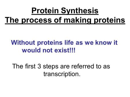 The process of making proteins