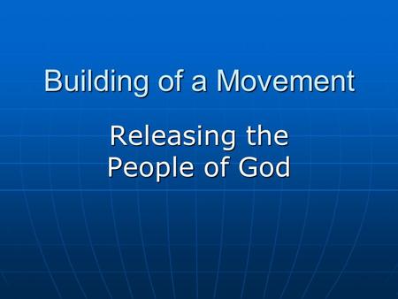 Releasing the People of God