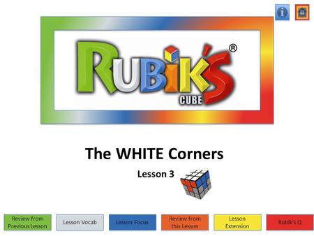 The WHITE Corners Lesson 3 Review from Previous Lesson Review from Previous Lesson Lesson Vocab Lesson Focus Review from this Lesson Review from this Lesson.