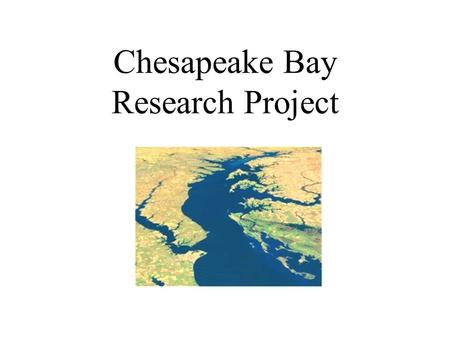 Chesapeake Bay Research Project. May 5, 2005 By: Northside Middle School Students: Adam Foster, Anthony Phillips & April Smitheman Guidance provided by.