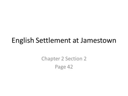 English Settlement at Jamestown