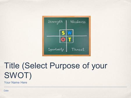 Date Title (Select Purpose of your SWOT) Your Name Here.