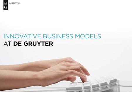 De Gruyter offers competitive pricing and customer-friendly business models for all its content: eProducts for Everyone De Gruyter e-dition Print + eBook.