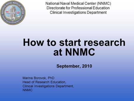 How to start research at NNMC
