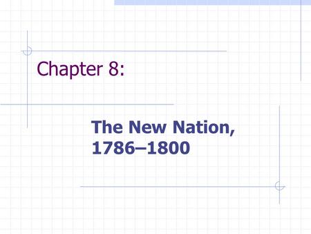 Chapter 8: The New Nation, 1786–1800.