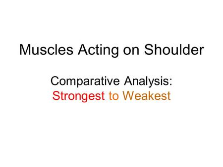 Muscles Acting on Shoulder Comparative Analysis: Strongest to Weakest