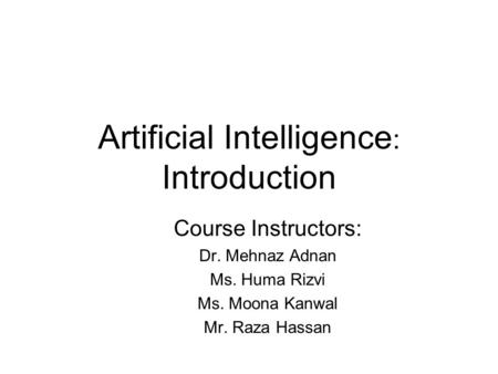 Artificial Intelligence: Introduction