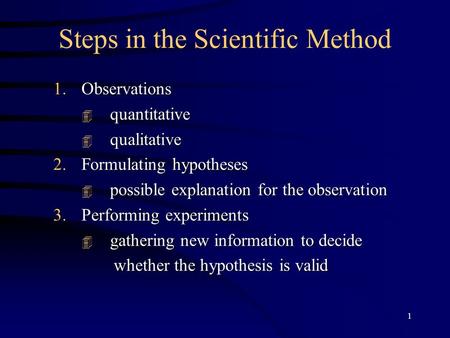 Steps in the Scientific Method