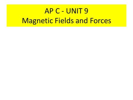 AP C - UNIT 9 Magnetic Fields and Forces