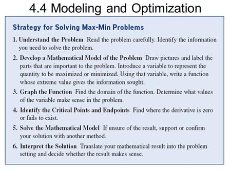 4.4 Modeling and Optimization