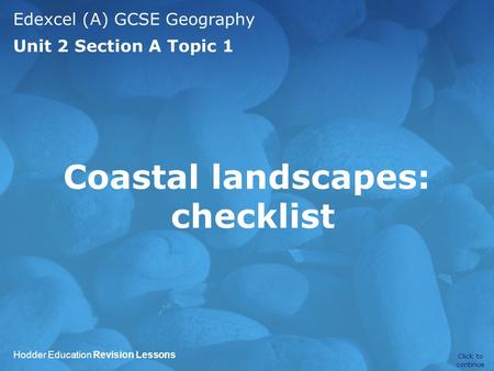 Coastal landscapes: checklist