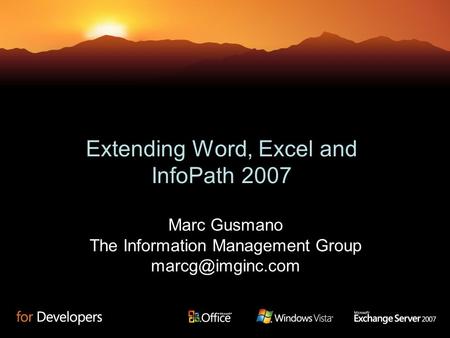 Extending Word, Excel and InfoPath 2007