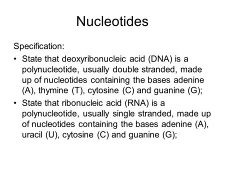 Nucleotides Specification: