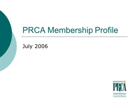 PRCA Membership Profile July 2006. Survey Overview Designed and hosted at www.surveymonkey.com www.surveymonkey.com Notice sent via e-mail to all PRCA.