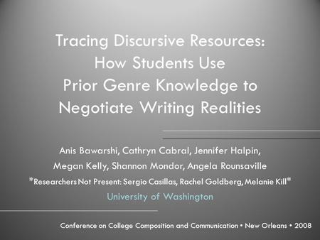 Tracing Discursive Resources: How Students Use