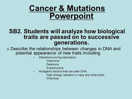 Cancer & Mutations Powerpoint