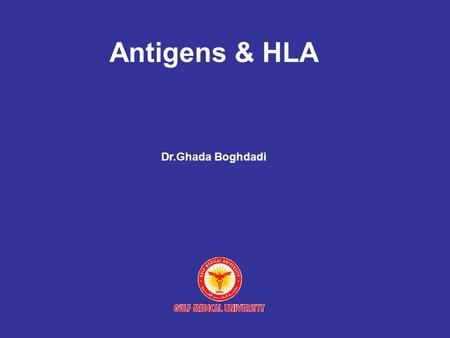 Antigens & HLA Dr.Ghada Boghdadi.