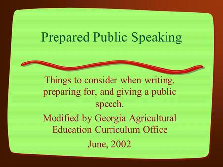 Prepared Public Speaking
