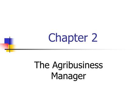 The Agribusiness Manager