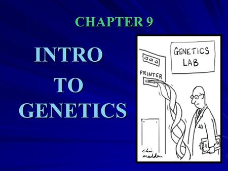CHAPTER 9 INTRO TO GENETICS. INTRODUCTION TO GENETICS.