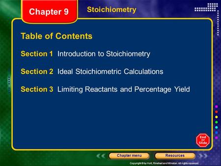 Table of Contents Stoichiometry