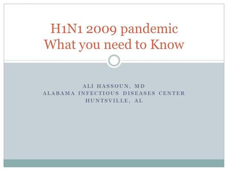 H1N pandemic What you need to Know