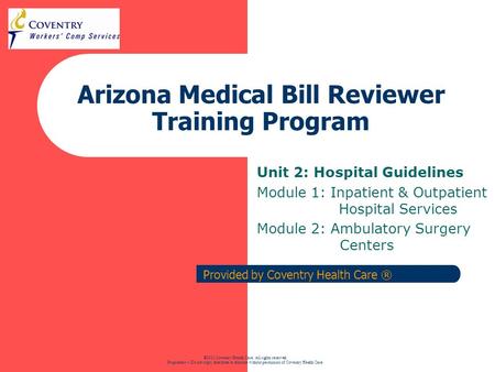 Arizona Medical Bill Reviewer Training Program