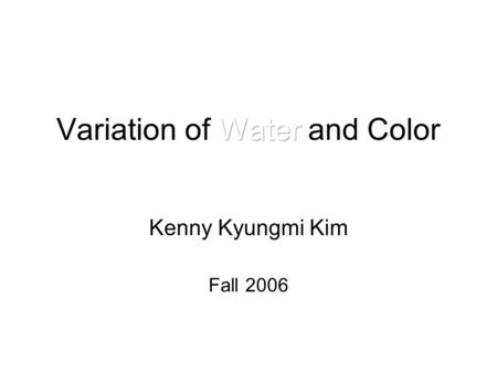 Kenny Kyungmi Kim Fall 2006. Concept This installation is based on Visual Music and Dadaism. Synaesthesia in Art and Music Since 1900. Dadas movement.