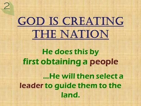 God is creating the nation