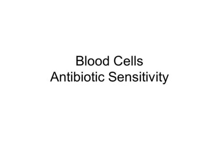 Blood Cells Antibiotic Sensitivity. Neutrophil (nucleus has several lobes) Present in high numbers during bacterial infection.