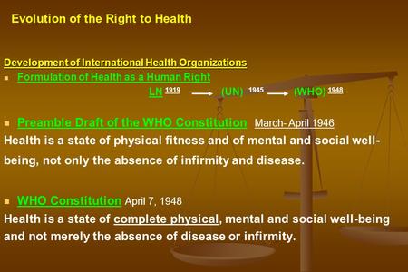 Evolution of the Right to Health