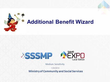 Ministry of Community and Social Services Additional Benefit Wizard 1/24/2014 Medium Sensitivity.