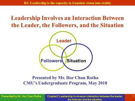 R4: Leadership is the capacity to translate vision into reality