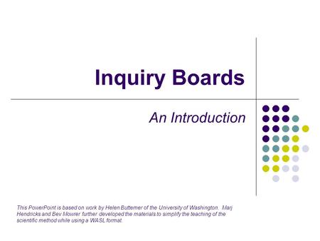 Inquiry Boards An Introduction