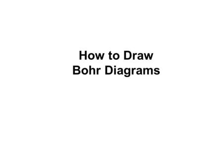 How to Draw Bohr Diagrams.