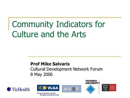 Community Indicators for Culture and the Arts