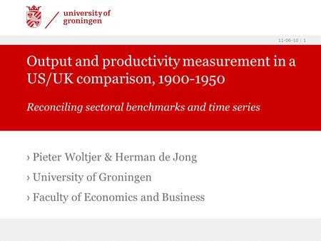 Output and productivity measurement in a US/UK comparison,