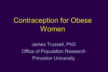 Contraception for Obese Women