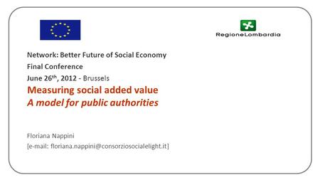 Measuring social added value A model for public authorities