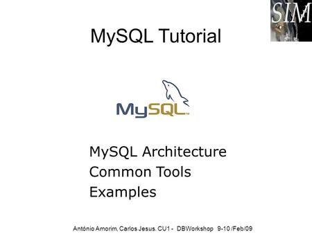 MySQL Tutorial MySQL Architecture Common Tools Examples
