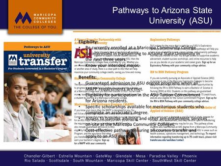 Pathways to Arizona State University (ASU)