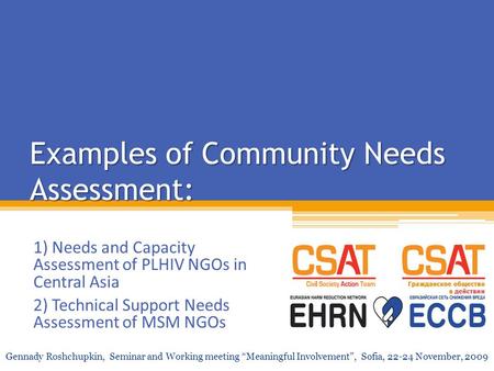 Examples of Community Needs Assessment: