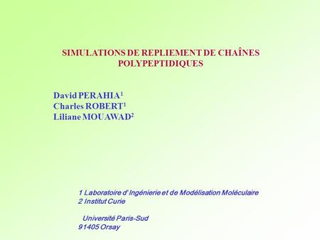 SIMULATIONS DE REPLIEMENT DE CHAÎNES POLYPEPTIDIQUES