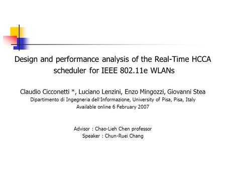 Design and performance analysis of the Real-Time HCCA