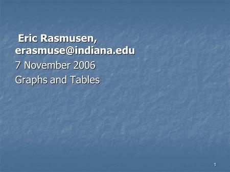 1 Eric Rasmusen, Eric Rasmusen, 7 November 2006 Graphs and Tables.