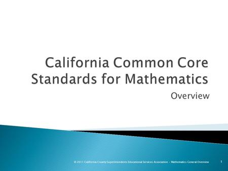 California Common Core Standards for Mathematics