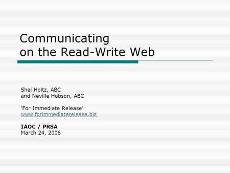 Communicating on the Read-Write Web