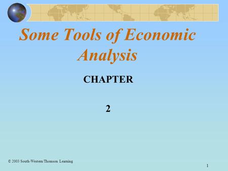 Some Tools of Economic Analysis