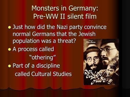 Monsters in Germany: Pre-WW II silent film