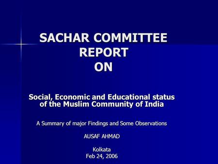 SACHAR COMMITTEE REPORT ON